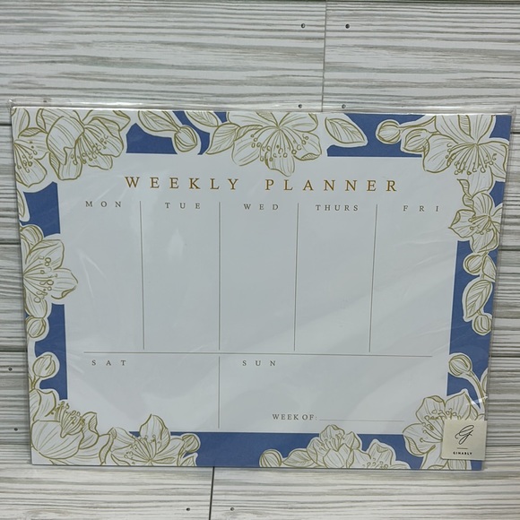 Ginably Blue Floral Weekly Planner NIP - Picture 3 of 5